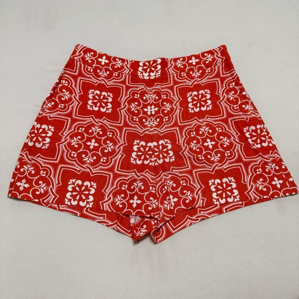Ann Taylor 6 Petite High-Waist Orange Geometric Patterned Women’s Shorts